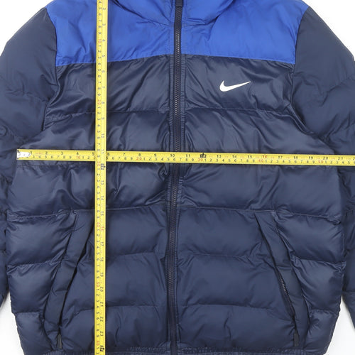Nike Men’s Blue Hooded Puffer Jacket Size L Winter Casual
