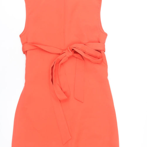 Missguided Women’s Orange Bodycon Short Dress Size 8 High Neck Cut Out