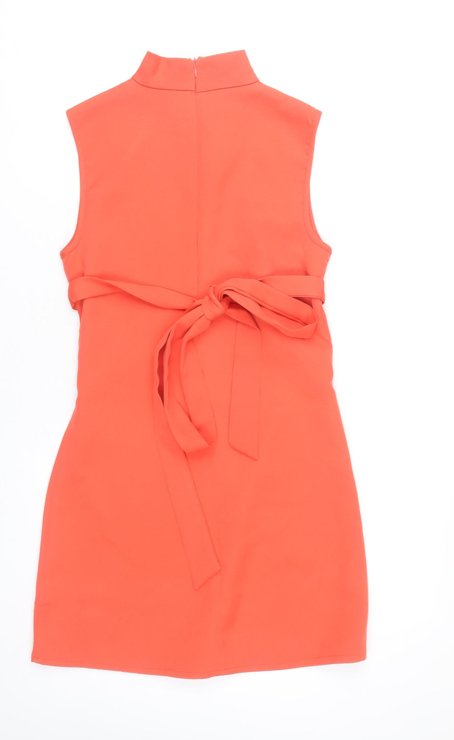 Missguided Women’s Orange Bodycon Short Dress Size 8 High Neck Cut Out