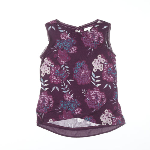 RJR John Rocha Womens Purple Floral Sleeveless Blouse Size 12
