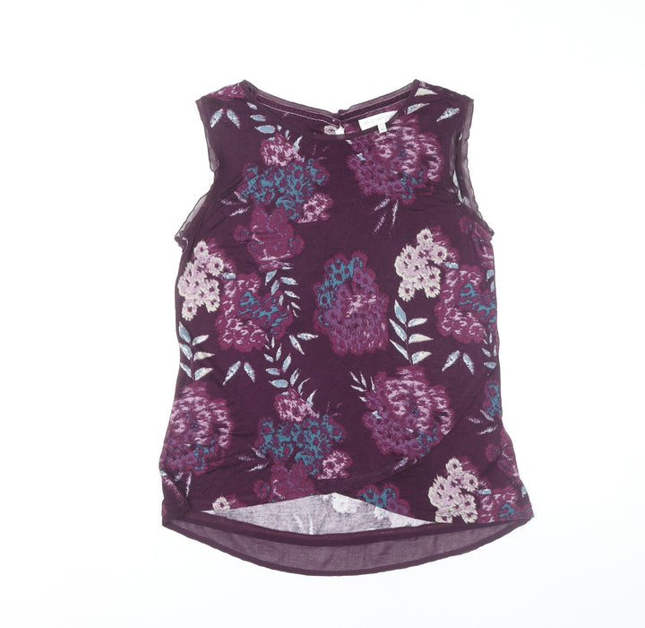 RJR John Rocha Womens Purple Floral Sleeveless Blouse Size 12