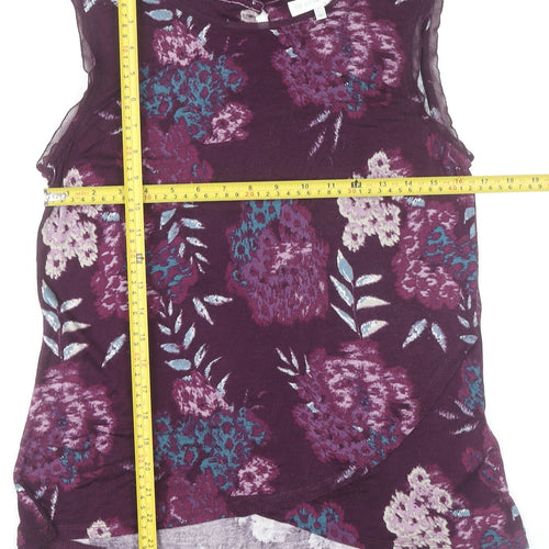 RJR John Rocha Womens Purple Floral Sleeveless Blouse Size 12