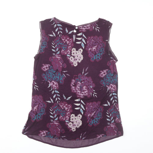 RJR John Rocha Womens Purple Floral Sleeveless Blouse Size 12