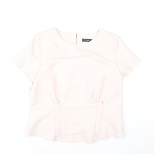Marks and Spencer Women Pink Blouse UK 14 Short Sleeve Work Top