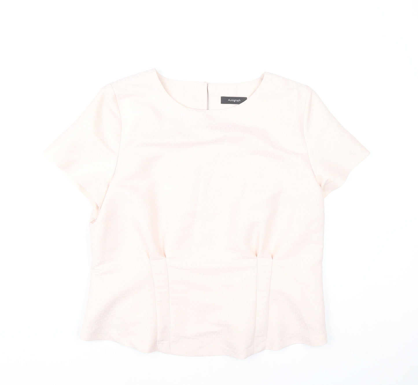 Marks and Spencer Women Pink Blouse UK 14 Short Sleeve Work Top