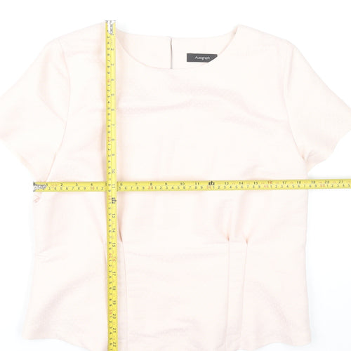 Marks and Spencer Women Pink Blouse UK 14 Short Sleeve Work Top