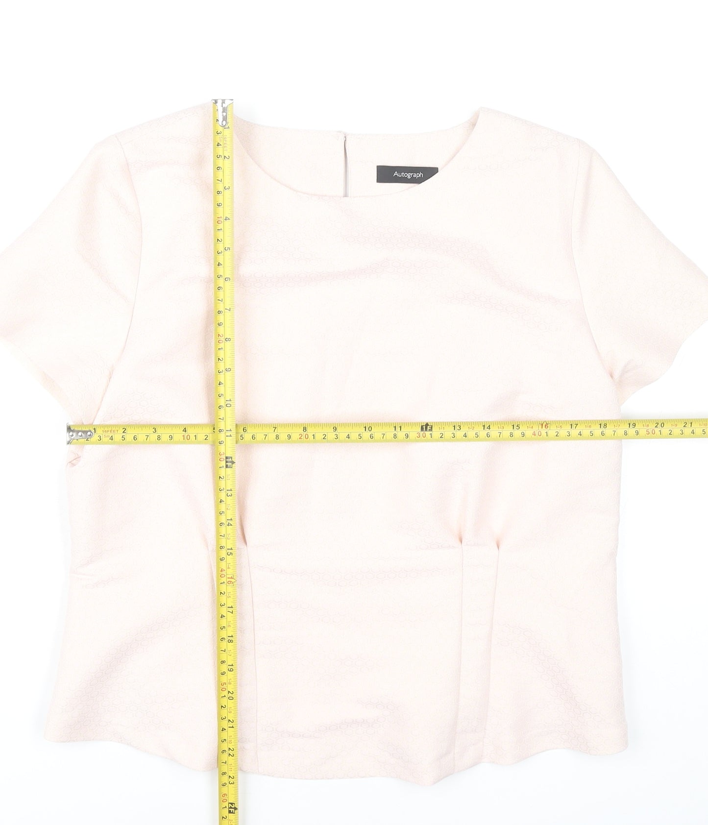 Marks and Spencer Women Pink Blouse UK 14 Short Sleeve Work Top