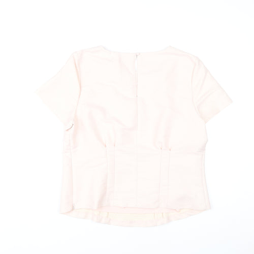 Marks and Spencer Women Pink Blouse UK 14 Short Sleeve Work Top