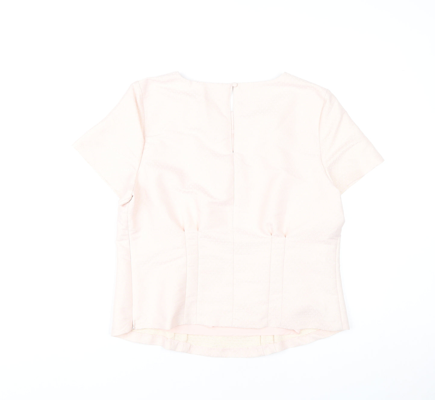 Marks and Spencer Women Pink Blouse UK 14 Short Sleeve Work Top