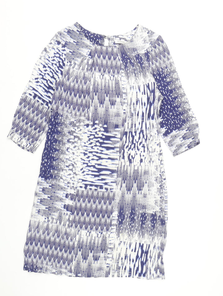 Marks and Spencer Womens Blue Geometric Shift Dress Size 14