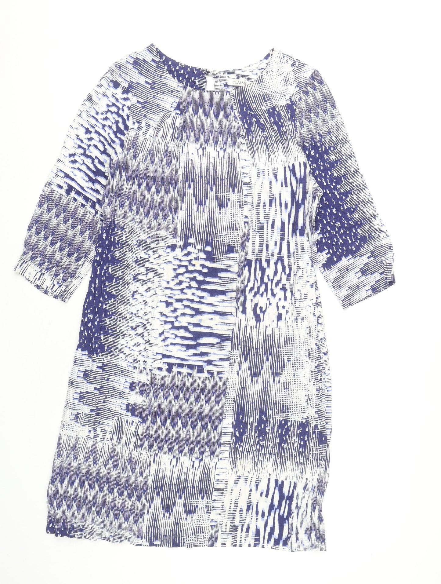 Marks and Spencer Womens Blue Geometric Shift Dress Size 14