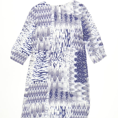 Marks and Spencer Womens Blue Geometric Shift Dress Size 14