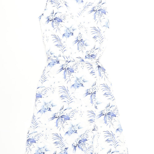 Oasis Women’s White Floral A-Line Sleeveless Dress Size 8
