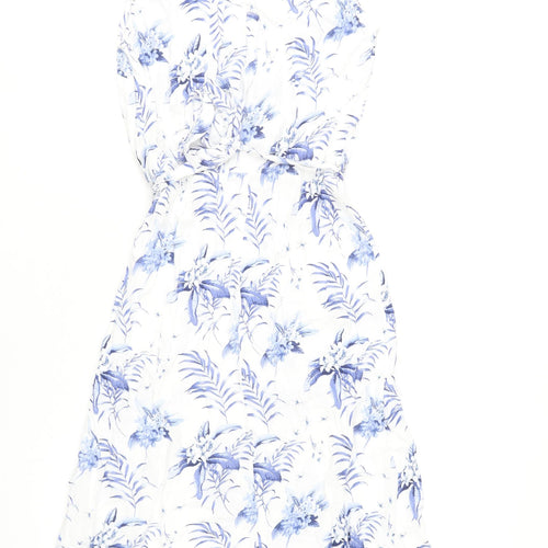 Oasis Women’s White Floral A-Line Sleeveless Dress Size 8