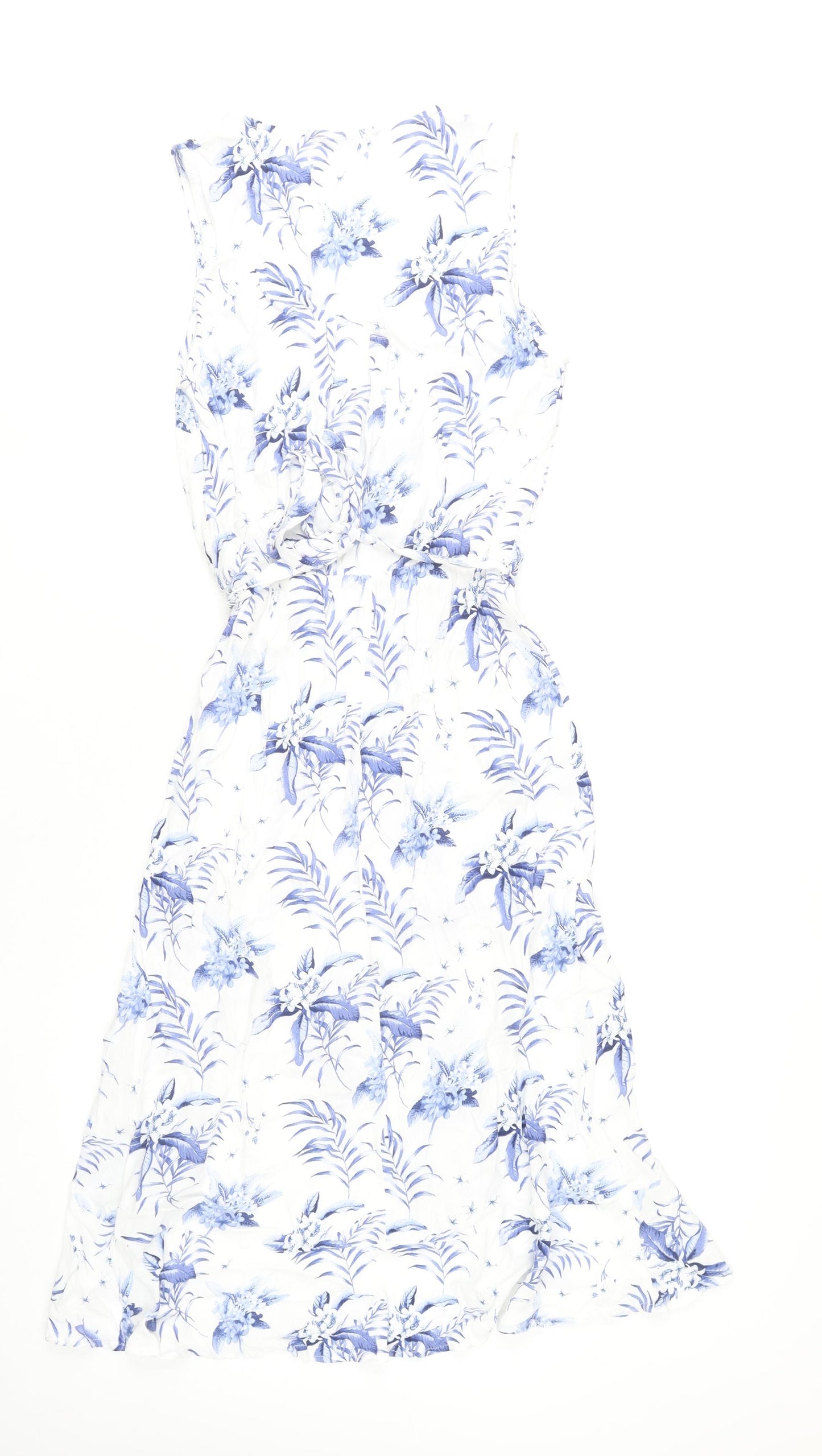 Oasis Women’s White Floral A-Line Sleeveless Dress Size 8