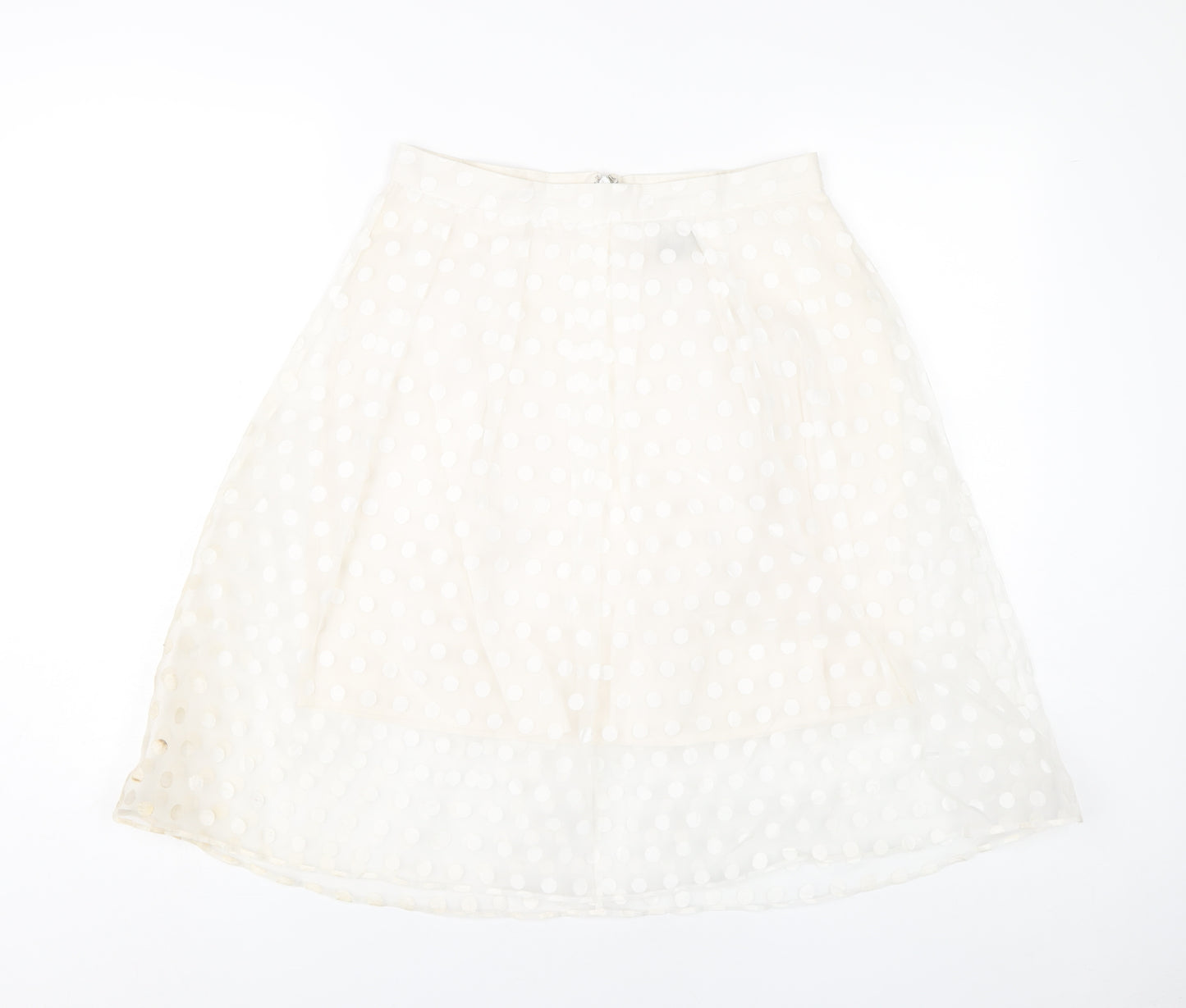 FAI Women’s Ivory A-Line Polka Dot Skirt Size 12 Knee Length