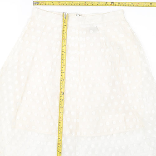 FAI Women’s Ivory A-Line Polka Dot Skirt Size 12 Knee Length