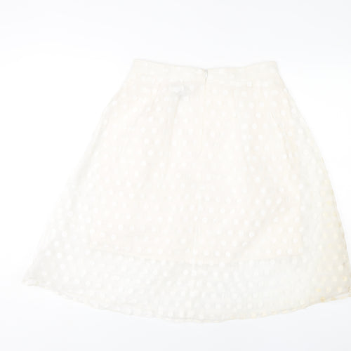 FAI Women’s Ivory A-Line Polka Dot Skirt Size 12 Knee Length