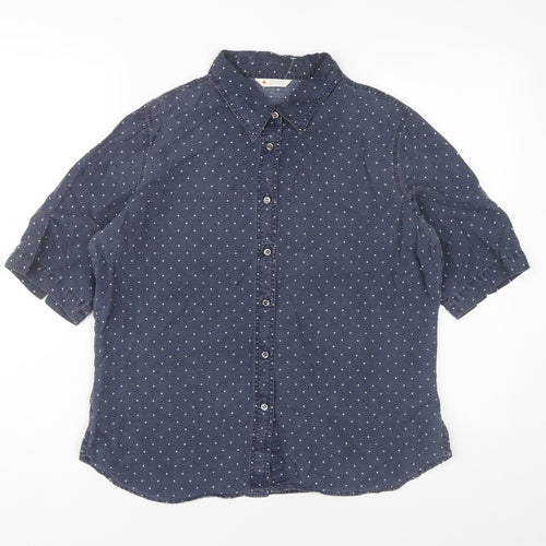 Marks and Spencer Women Blue Polka Dot Button-Up Shirt UK 14