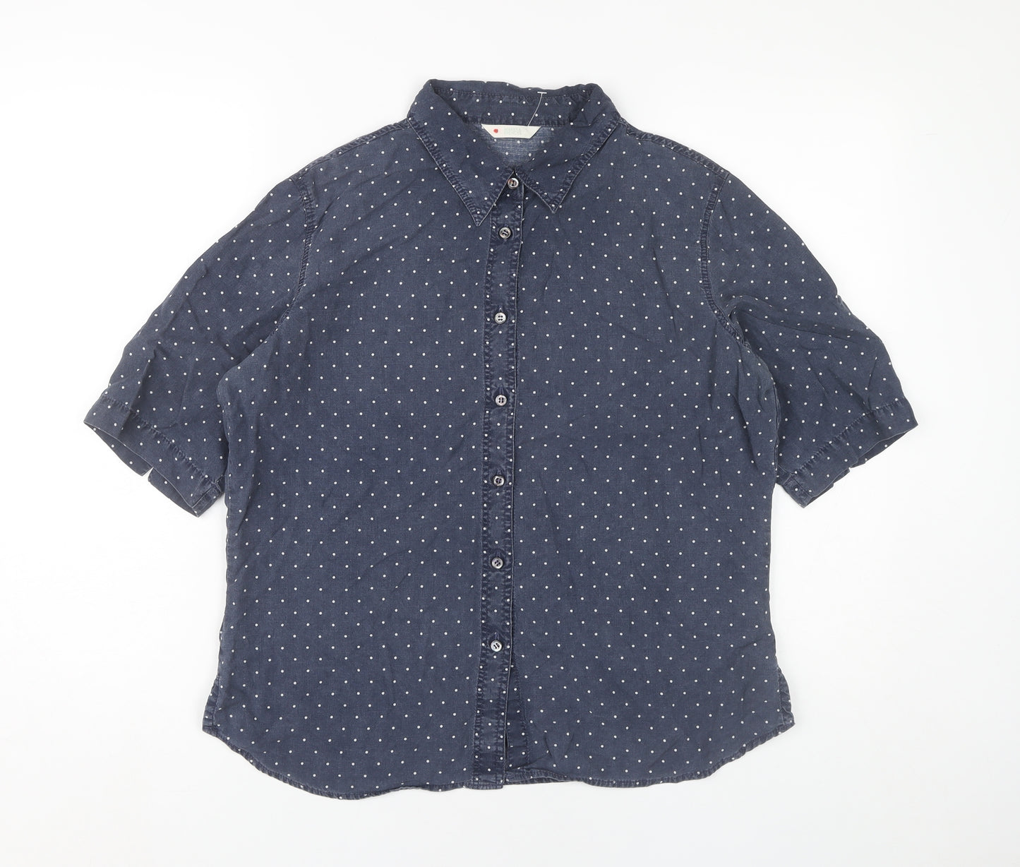 Marks and Spencer Women Blue Polka Dot Button-Up Shirt UK 14