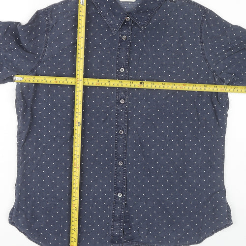Marks and Spencer Women Blue Polka Dot Button-Up Shirt UK 14