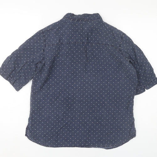 Marks and Spencer Women Blue Polka Dot Button-Up Shirt UK 14