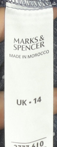 Marks and Spencer Women Blue Polka Dot Button-Up Shirt UK 14