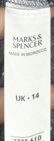 Marks and Spencer Women Blue Polka Dot Button-Up Shirt UK 14