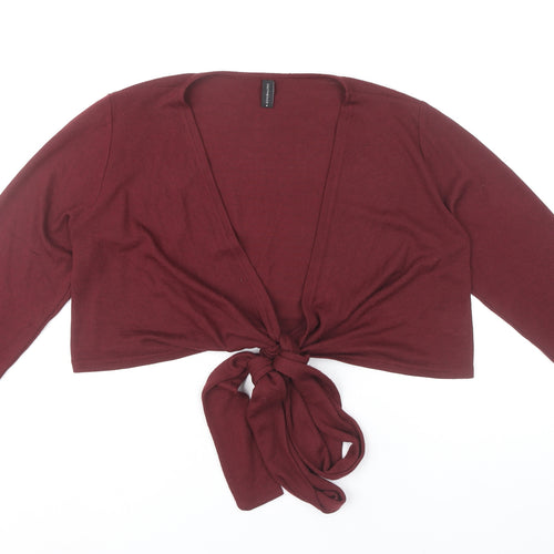 South Beach Women’s Red L Tie Front Cardigan Long Sleeve Viscose Blend