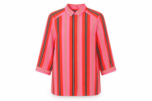 Front view of Dorothy Perkins Women’s Multicoloured Striped Button-Up Shirt, size UK 12
