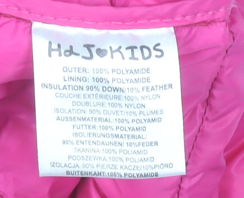 Hdj Kids Girls Pink 9-10 Years Puffer Jacket Lightweight Down Coat
