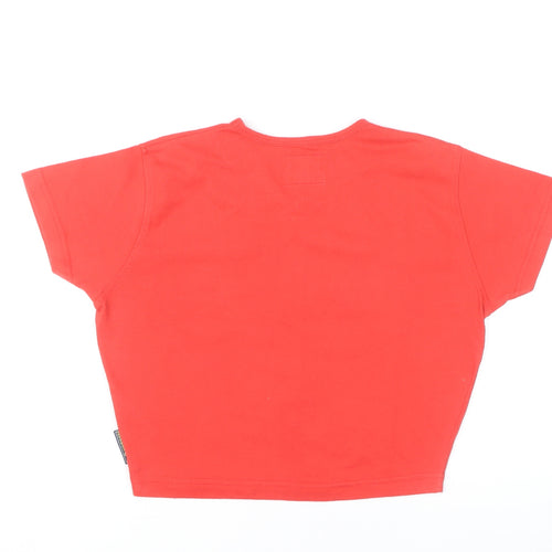 Reebok Womens Red Cropped V-Neck T-Shirt Size 12 Sports Style