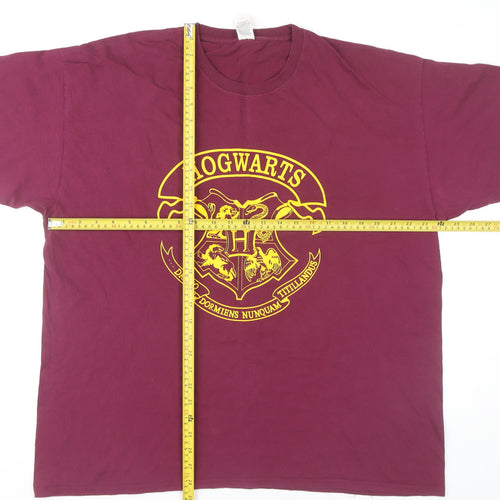 Harry Potter Men’s 2XL Purple Hogwarts Logo Graphic T-Shirt