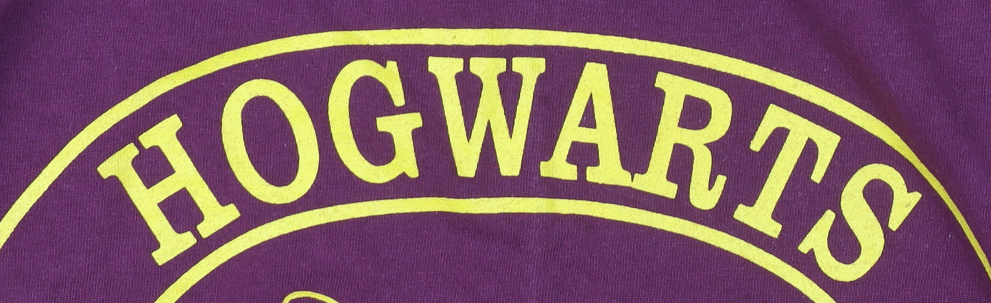 Harry Potter Men’s 2XL Purple Hogwarts Logo Graphic T-Shirt