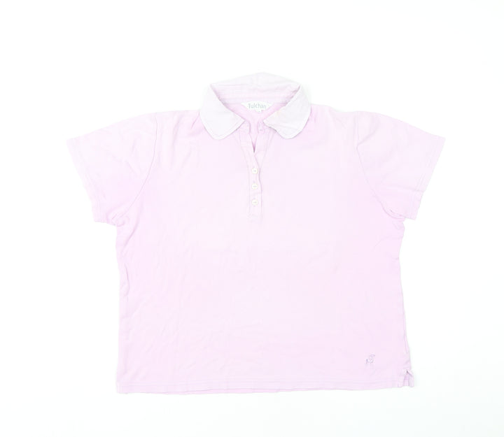 Tulchan Women’s Pink Polo Shirt Size 12 Cotton Casual Top