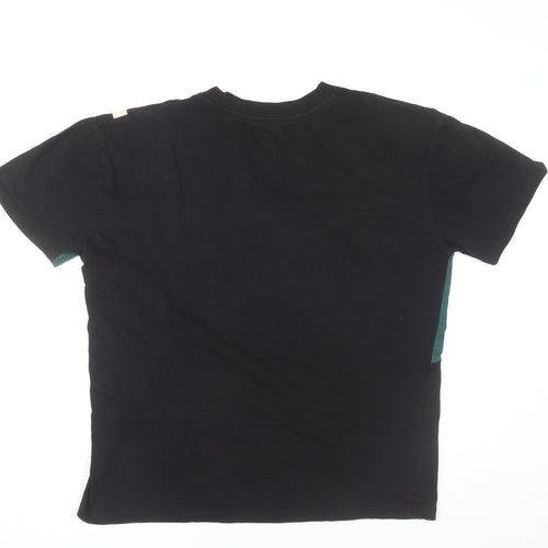 BoohooMAN Men’s Black Green White Colourblock Cotton T-Shirt Size S