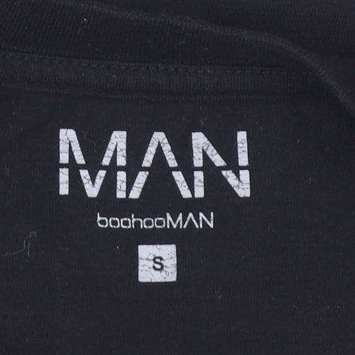 BoohooMAN Men’s Black Green White Colourblock Cotton T-Shirt Size S