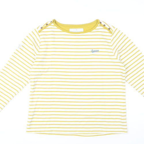Brakeburn Womens Yellow Striped Nautical Cotton Blend Long Sleeve T-Shirt Size 14