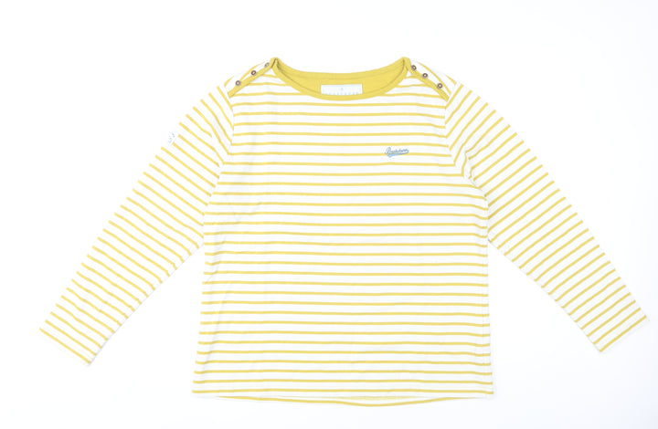 Brakeburn Womens Yellow Striped Nautical Cotton Blend Long Sleeve T-Shirt Size 14