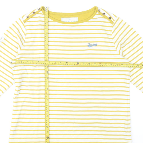 Brakeburn Womens Yellow Striped Nautical Cotton Blend Long Sleeve T-Shirt Size 14
