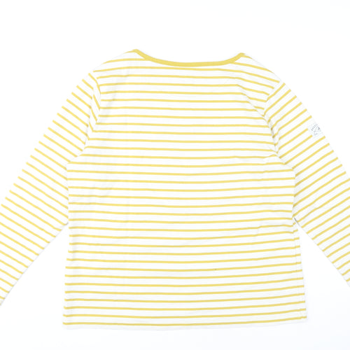 Brakeburn Womens Yellow Striped Nautical Cotton Blend Long Sleeve T-Shirt Size 14