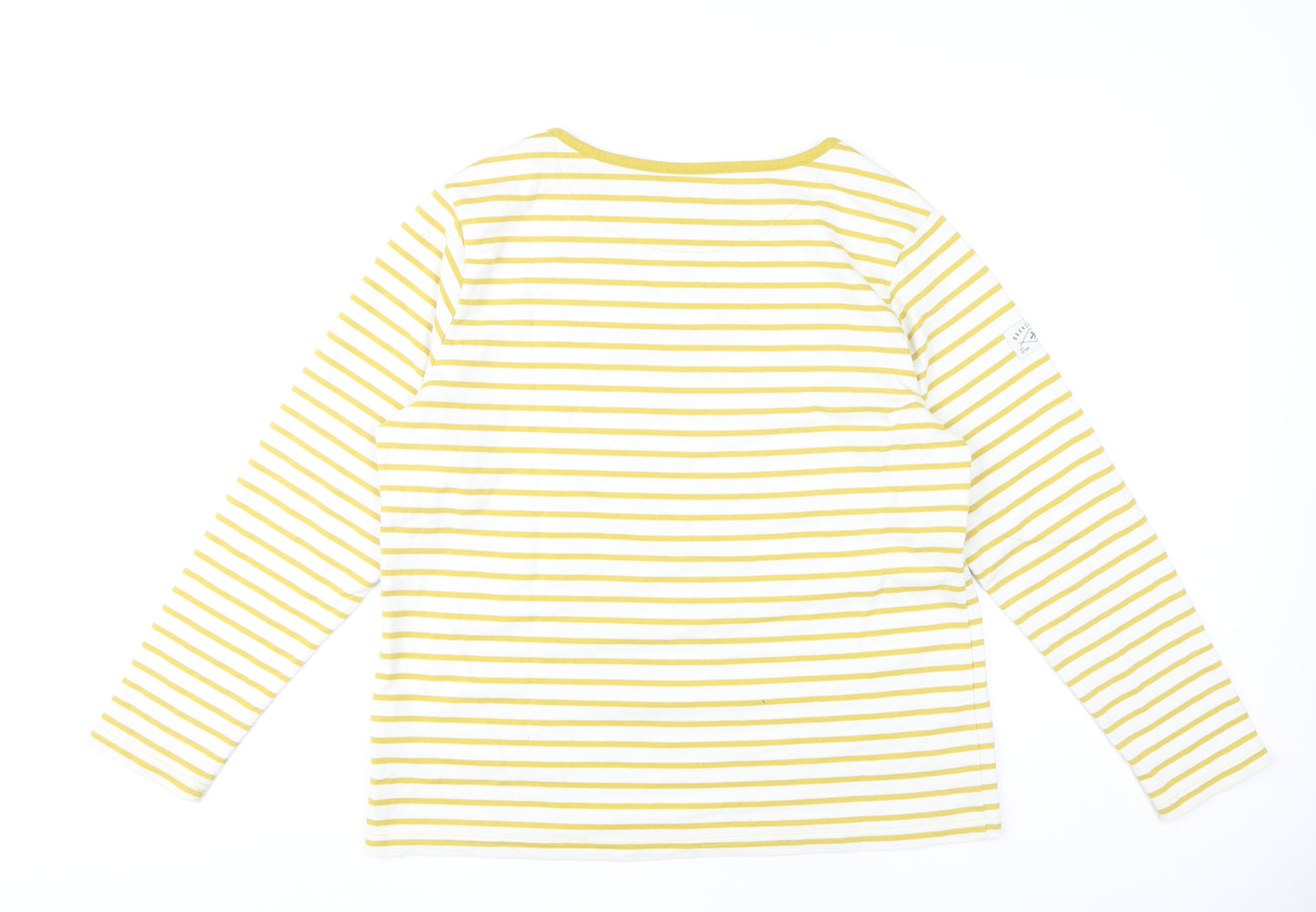 Brakeburn Womens Yellow Striped Nautical Cotton Blend Long Sleeve T-Shirt Size 14