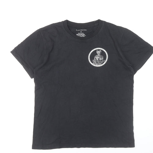Pantheon Men’s Black Graphic Print Cotton T-Shirt Size S
