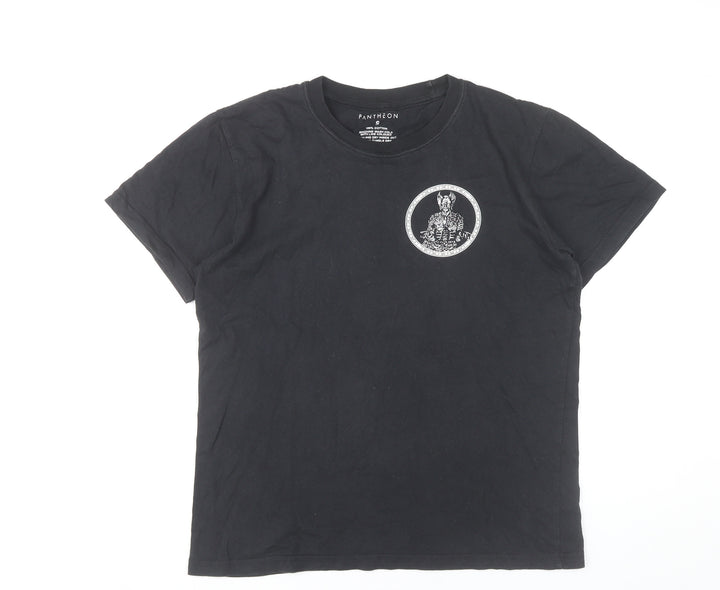 Pantheon Men’s Black Graphic Print Cotton T-Shirt Size S