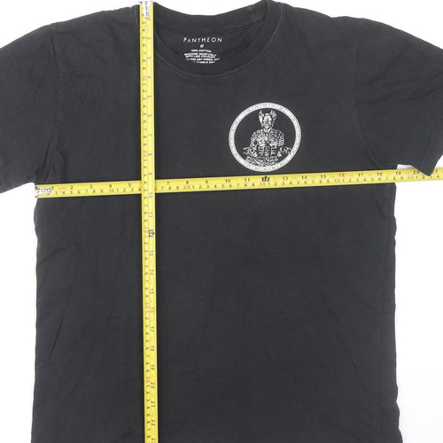 Pantheon Men’s Black Graphic Print Cotton T-Shirt Size S