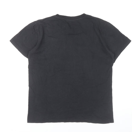 Pantheon Men’s Black Graphic Print Cotton T-Shirt Size S