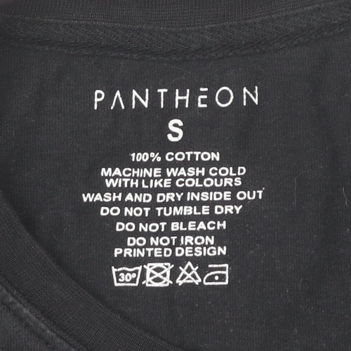 Pantheon Men’s Black Graphic Print Cotton T-Shirt Size S