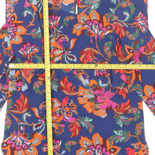 Papaya Womens Multicoloured Floral Blouse Size 10 Ruffle Tunic