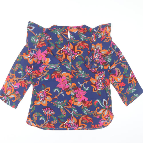 Papaya Womens Multicoloured Floral Blouse Size 10 Ruffle Tunic