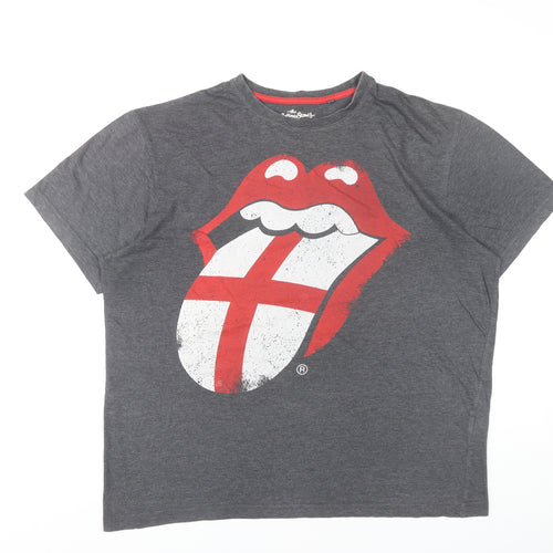 The Rolling Stones Men's Grey Graphic Band T-Shirt L
